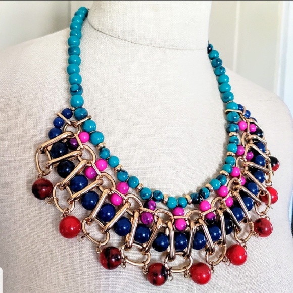 Jewelry - Colorful bib statement necklace - multi color